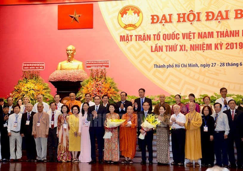 C&aacute;c đại biểu dự Đại hội đại biểu to&agrave;n quốc MTTQ Việt Nam lần thứ IX, nhiệm kỳ 2019-2024 ra mắt Đại hội