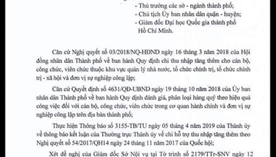 UBND TP. Hồ Chí Minh ban hành hướng dẫn mới chi trả thu nhập tăng thêm