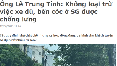 Sở GTVT TP. Hồ Chí Minh phản hồi bài báo “Ông Lê Trung Tính: Không loại trừ việc xe dù, bến cóc ở Sài Gòn được chống lưng”