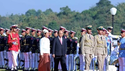 Tổng thống Myanmar chủ trì lễ đón Thủ tướng Chính phủ Nguyễn Xuân Phúc