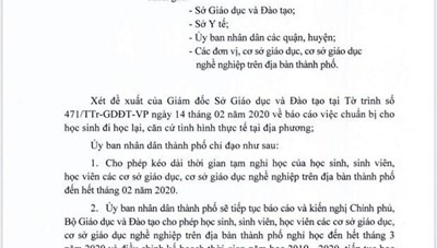 TP. Hồ Chí Minh thông báo phương án nghỉ học để phòng dịch Covid-19