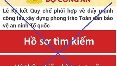 Phát hiện trang mạng mạo danh Cổng Thông tin điện tử Bộ Công an