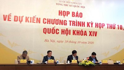 Kỳ họp thứ 10, Quốc hội khóa XIV khai mạc sáng ngày 20/10