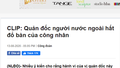 Doanh nghiệp đính chính thông tin "Quản đốc người nước ngoài hất đổ bàn ăn của công nhân"