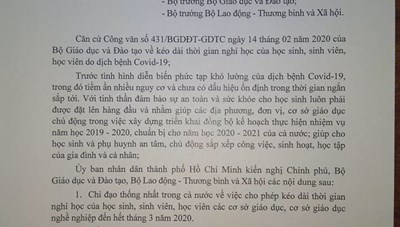 TP. Hồ Chí Minh chính thức kiến nghị Chính phủ cho nghỉ học hết tháng 3