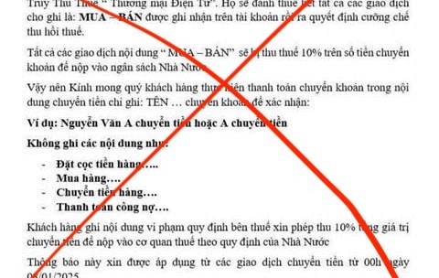 Thực hư thông báo "thu thuế thương mại điện tử 10%" đang lan truyền trên mạng xã hội