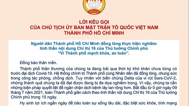 Người dân TTPHCM đồng lòng thực hiện nghiêm tinh thần nội dung Chỉ thị 16 của Thủ tướng Chính phủ