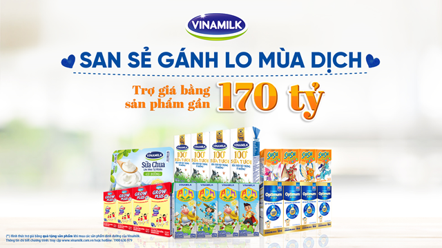 Vinamilk triển khai chương trình hỗ trợ quà tặng để trợ giá mùa dịch lên đến gần 170 tỷ đồng