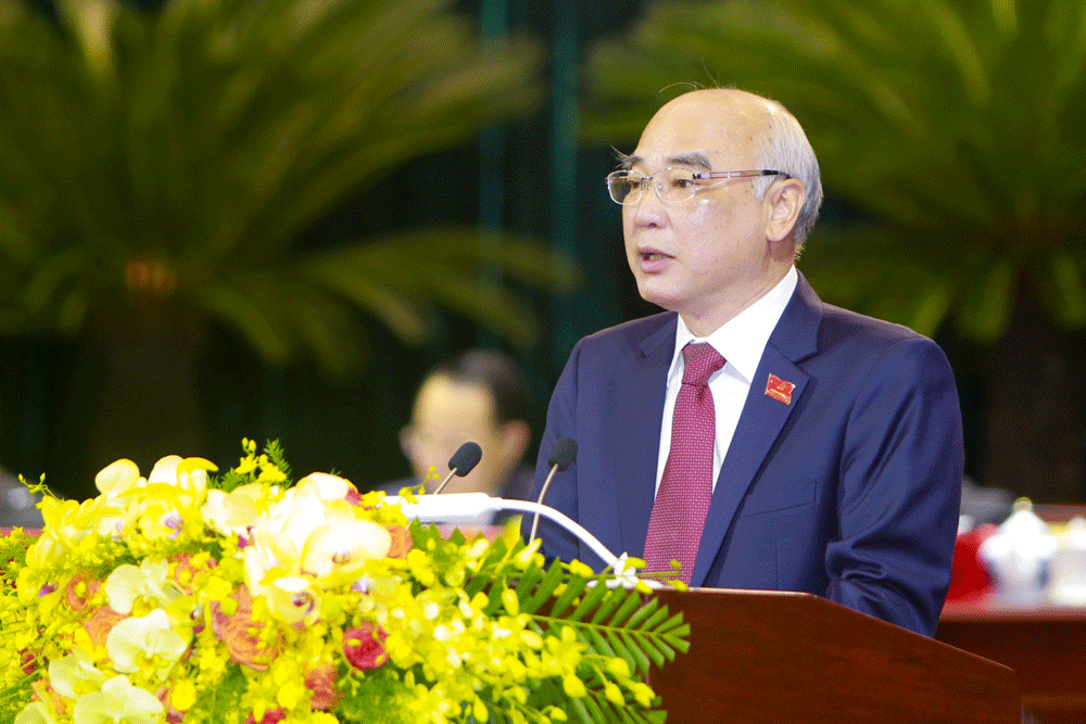 Đồng chí Phan Nguyễn Như Khuê, Ủy viên Ban Thường vụ Thành ủy, Trưởng Ban Tuyên giáo Thành ủy, phát biểu. Ảnh: THANH VŨ