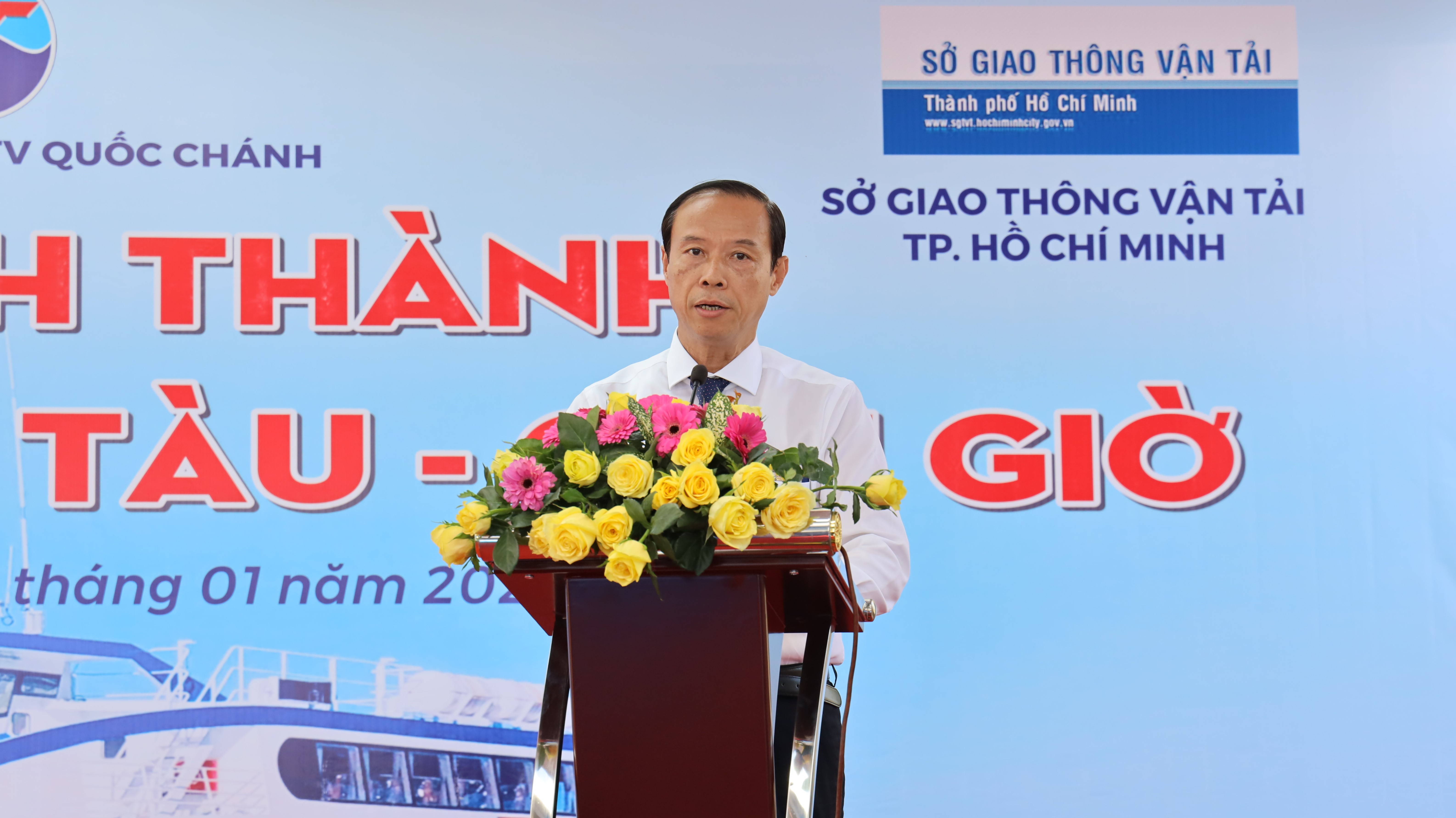 &Ocirc;ng Nguyễn Văn Thọ, Ph&oacute; b&iacute; thư Tỉnh ủy, Chủ tịch UBND tỉnh B&agrave; Rịa - Vũng T&agrave;u ph&aacute;t biểu tại buổi lễ. Ảnh: Huyền Mai