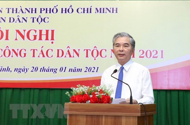 &Ocirc;ng Ng&ocirc; Minh Ch&acirc;u, Ph&oacute; Chủ tịch UBND Th&agrave;nh phố Hồ Ch&iacute; Minh ph&aacute;t biểu chỉ đạo Hội nghị. (Ảnh: Xu&acirc;n Khu/TTXVN)