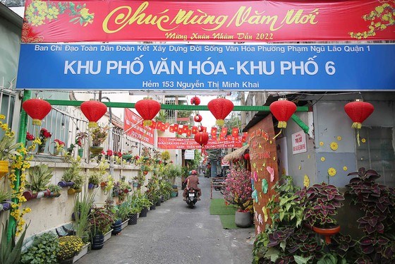 Hẻm 153 đường Nguyễn Thị Minh Khai được trang tr&iacute; đ&oacute;n tết