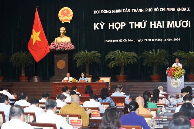 HĐND TP HCM kh&oacute;a X, nhiệm kỳ 2021-2026, khai mạc kỳ họp thứ 20 v&agrave;o ng&agrave;y 9-12-2024; Ảnh: NGUYỄN PHAN