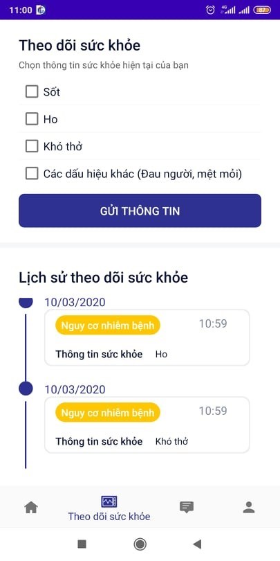 Người d&ugrave;ng cũng c&oacute; thể tự nhập v&agrave; theo d&otilde;i t&igrave;nh trạng sức khỏe c&aacute; nh&acirc;n. (Ảnh chụp m&agrave;n h&igrave;nh)