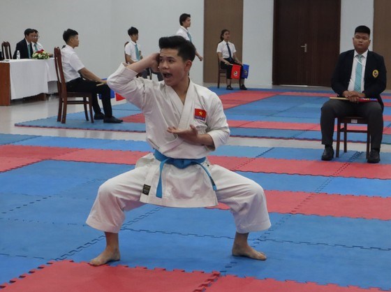 Giải karate sinh viên TPHCM diễn ra cùng ngày trong khuôn khổ ngày hội. Ảnh: THANH TÙNG