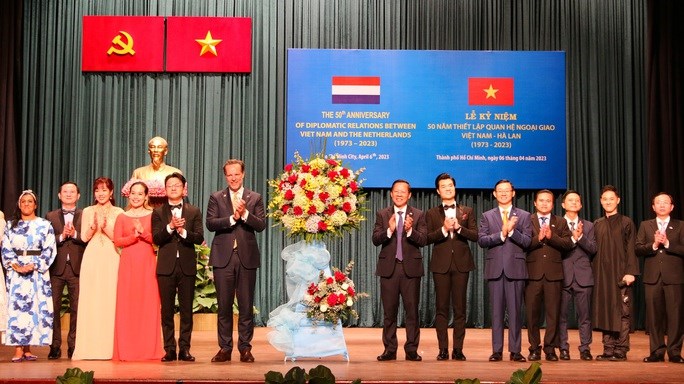 Lễ kỷ niệm 50 năm thiết lập quan hệ ngoại giao Việt Nam - H&agrave; Lan (9.4.1973 - 9.4.2023) được tổ chức long trọng tại TP HCM. &Agrave;nh: B&aacute;o NLĐ