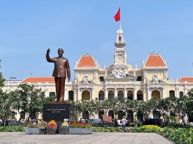 Thà Ho Chíacute 街人民委員會總部； 明亮的。  （圖片來源：Thu Huong/越通社）