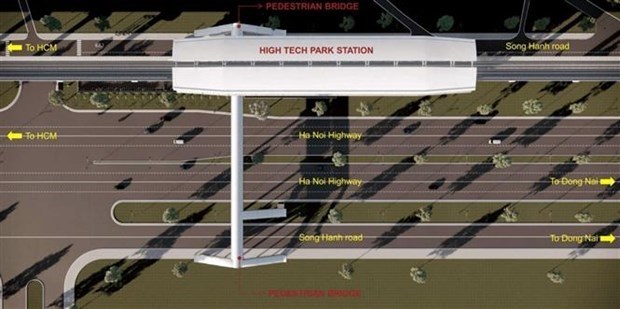 Phối cảnh tr&ecirc;n cao cầu bộ h&agrave;nh nh&agrave; ga tr&ecirc;n cao tuyến metro số 1 Bến Th&agrave;nh-Suối Ti&ecirc;n. (Ảnh: TTXVN ph&aacute;t)