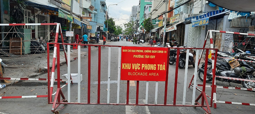 Khu vực phong tỏa tại quận 7 (nguồn: Trung t&acirc;m Y tế quận 7)