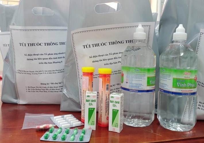 Một t&uacute;i thuốc hỗ trợ F0 tại phường 8, quận T&acirc;n B&igrave;nh, TP HCM