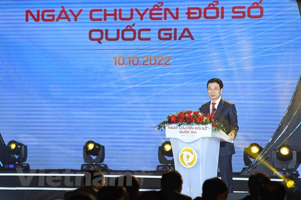 Bộ trưởng Nguyễn Mạnh Hùng phát biểu tại sự kiện. (Ảnh: PV/Vietnam+)