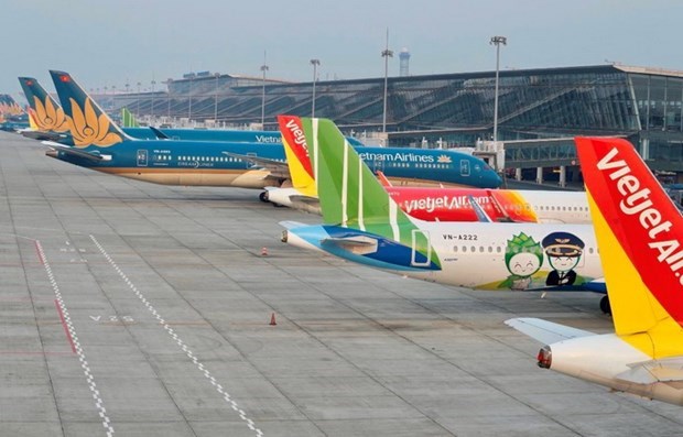 Máy bay của các hãng hàng không tại sân bay. (Ảnh: CTV/Vietnam+)