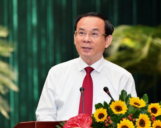 Bí thư Thành ủy TPHCM Nguyễn Văn Nên phát biểu tại đại hội. Ảnh: VIỆT DŨNG