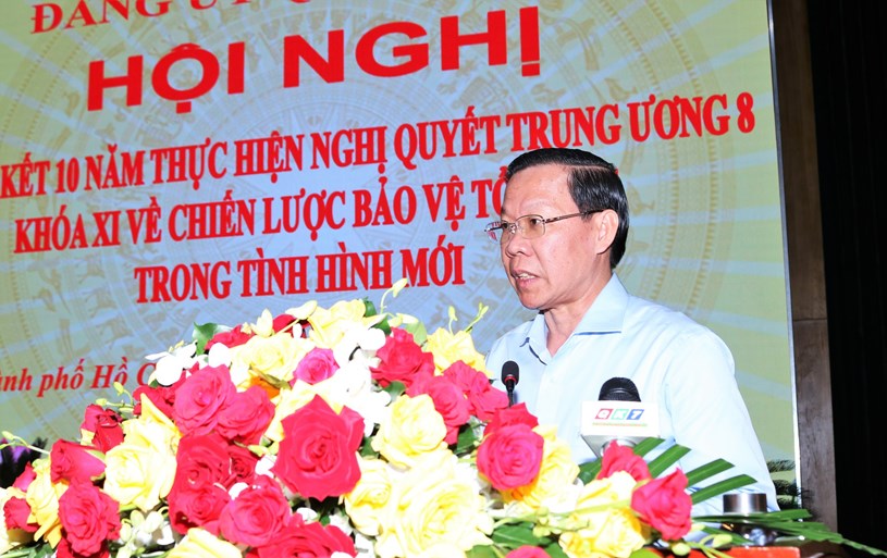 Chủ tịch UBND TPHCM Phan Văn M&atilde;i ph&aacute;t biểu tại Hội nghị - Ảnh: VGP/Hữu T&acirc;n