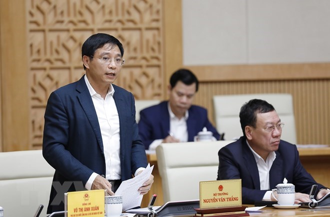 Bộ trưởng Bộ Giao thông vận tải Nguyễn Văn Thắng phát biểu.(Ảnh: Dương Giang/TTXVN)