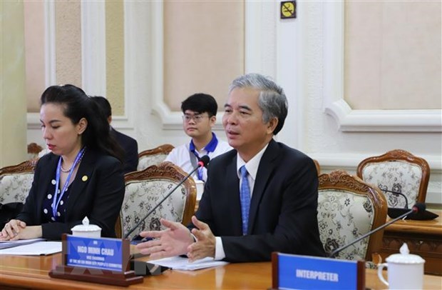 Phó Chủ tịch Ủy ban nhân dân Thành phố Hồ Chí Minh Ngô Minh Châu phát biểu. (Ảnh: Hồng Giang/TTXVN)