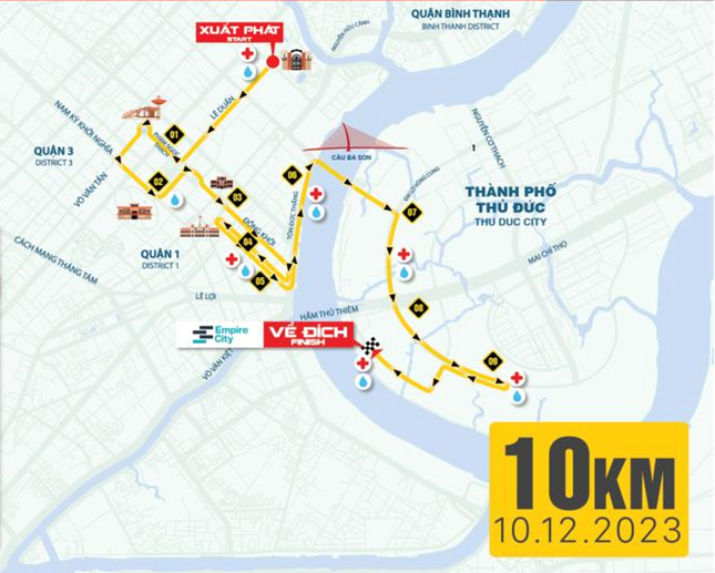Lộ tr&igrave;nh cự ly 10km thuộc Giải Marathon Quốc tế TPHCM.