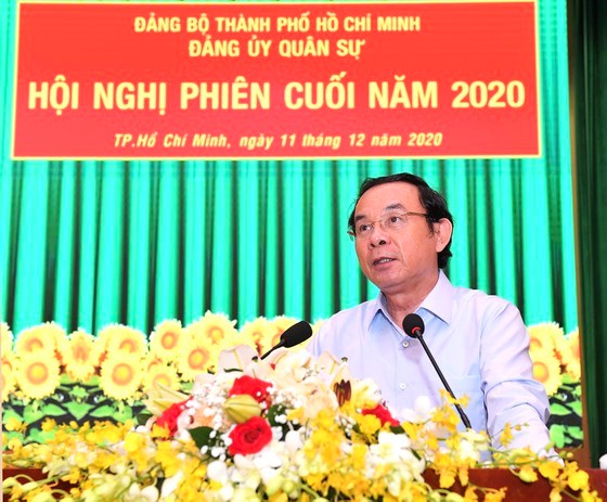 B&iacute; thư Th&agrave;nh ủy TPHCM Nguyễn Văn N&ecirc;n ph&aacute;t biểu tại hội nghị, s&aacute;ng 11-12-2020. Ảnh: VIỆT DŨNG