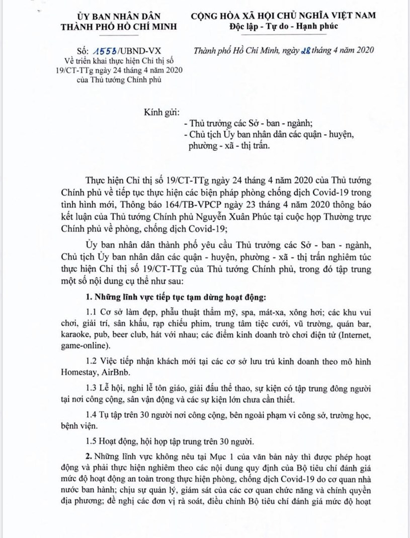 TP. Hồ Ch&#237; Minh tiếp tục dừng hoạt động c&#225;c cơ sở l&#224;m đẹp, khu vui chơi giải tr&#237;, qu&#225;n bar... - Ảnh 1