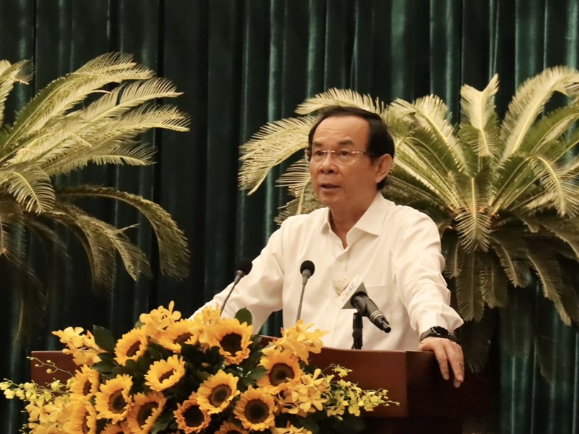 Bí thư Thành ủy TPHCM Nguyễn Văn Nên phát biểu tại hội nghị. Ảnh: Hương Thảo.