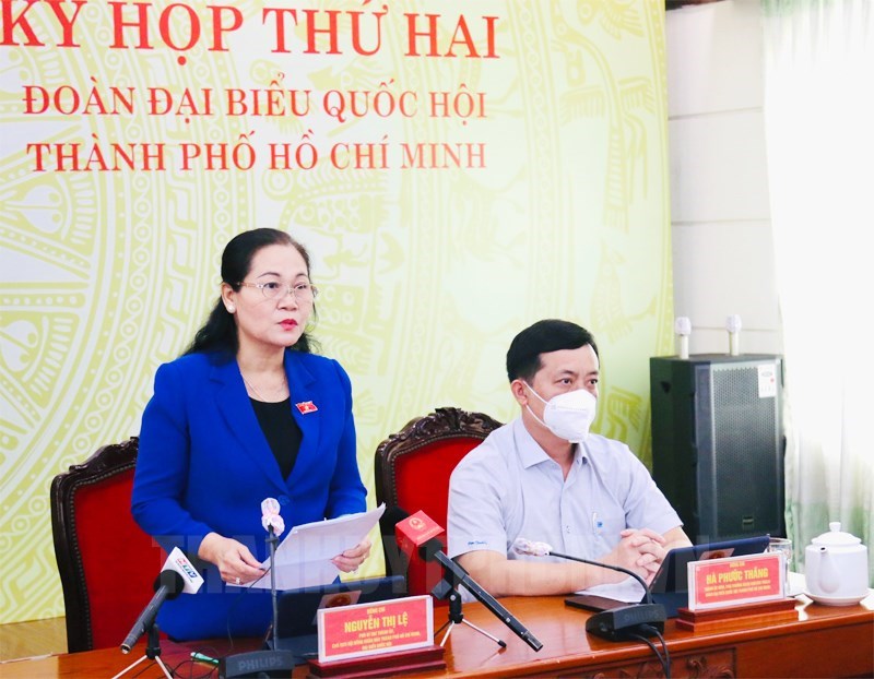 Chủ tịch HĐND TP Nguyễn Thị Lệ phát biểu tại phiên thảo luận.