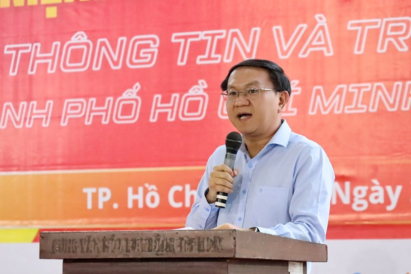 &Ocirc;ng L&acirc;m Đ&igrave;nh Thắng, Th&agrave;nh ủy vi&ecirc;n, Gi&aacute;m đốc Sở Th&ocirc;ng tin v&agrave; Truyền th&ocirc;ng TP. HCM ph&aacute;t biểu tại Lễ khai mạc.&nbsp;