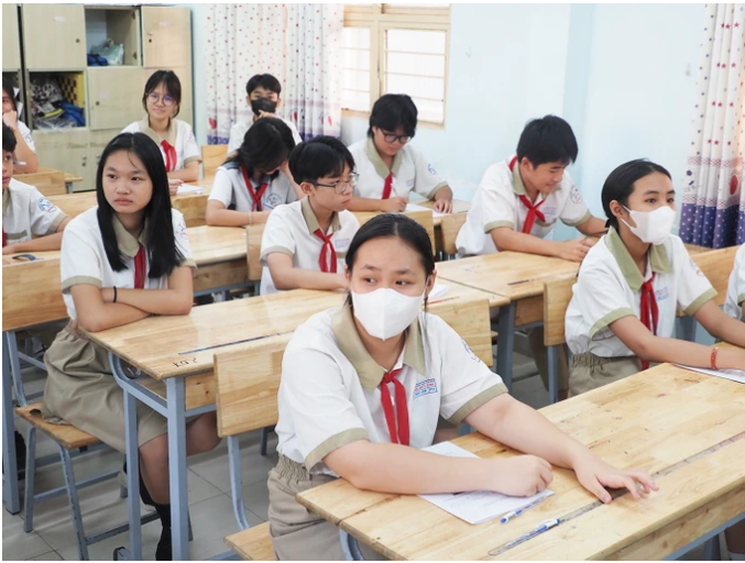 Trường THCS Nguyễn Hữu Thọ (quận 7) là một trong những dự án cải tạo, xây mới để bổ sung thêm phòng học trong năm học 2024-2025. Ảnh: MINH THƯ