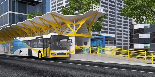 Thiết kế xe buýt và trạm dừng BRT tại TP.HCM. Ảnh: SGBRT.