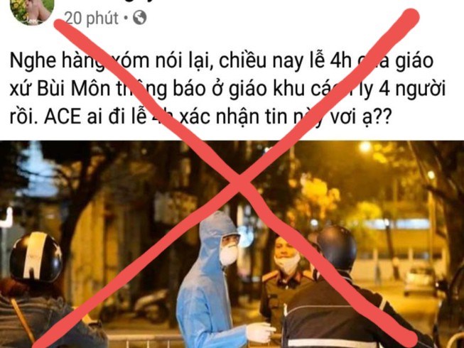 Th&ocirc;ng tin 4 người bị c&aacute;ch ly tại khu vực gi&aacute;o xứ B&ugrave;i M&ocirc;n được đăng tải. Ảnh: MXH