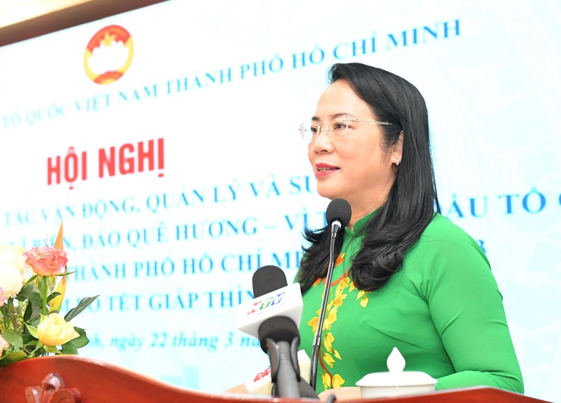 Chủ tịch Ủy ban MTTQ Việt Nam TPHCM Trần Kim Yến ph&aacute;t biểu định hướng. Ảnh: VIỆT DŨNG