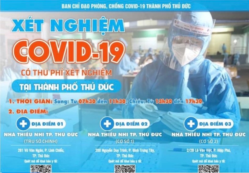 TP Thủ Đức tổ chức th&#234;m 3 điểm x&#233;t nghiệm COVID-19 c&#243; thu ph&#237;