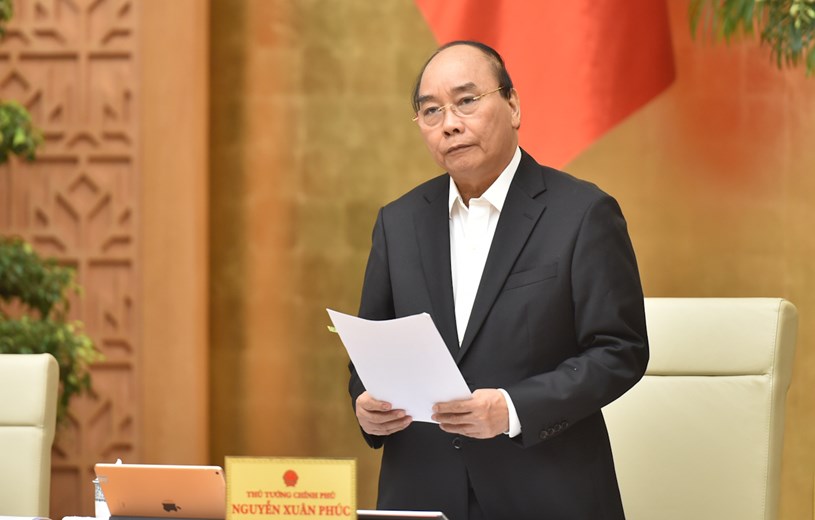 Thủ tướng Ch&iacute;nh phủ Nguyễn Xu&acirc;n Ph&uacute;c ph&aacute;t biểu khai mạc phi&ecirc;n họp. Ảnh: VGP